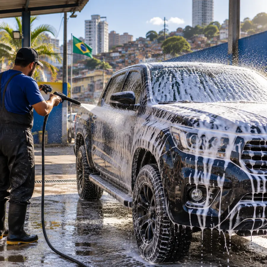 Carro sendo lavado