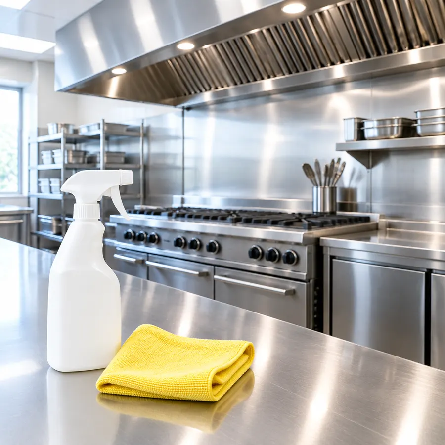 Cozinha industrial com chapa e coifa