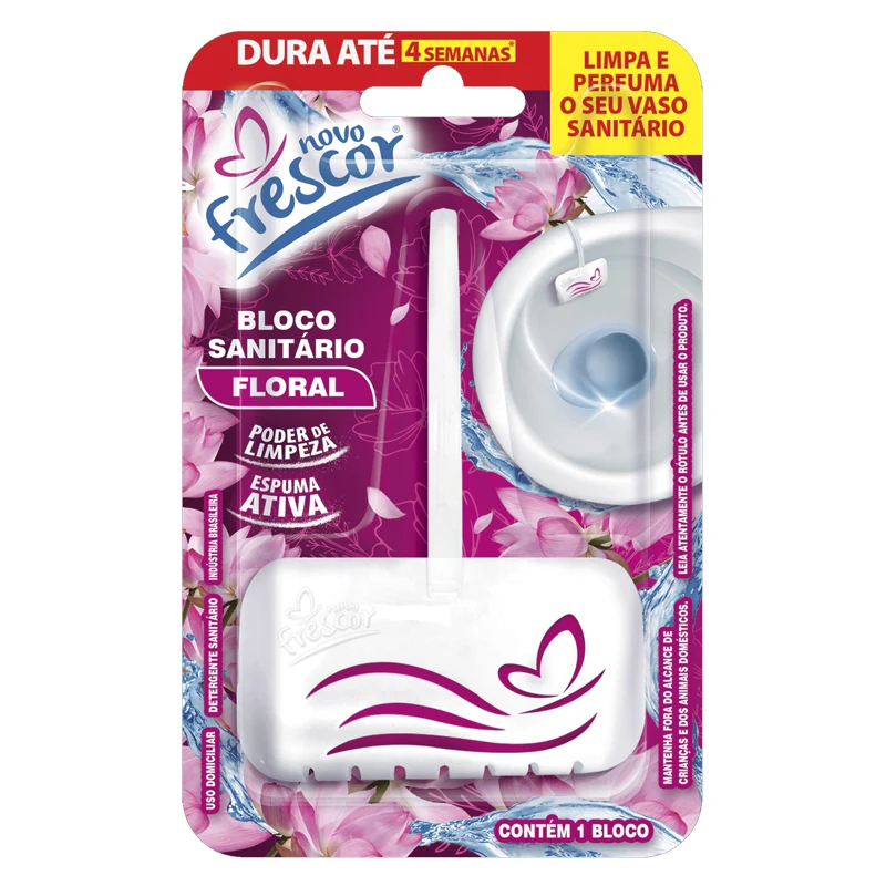 Bloco sanitário Novo Frescor floral com cesto, imagem do fabricante