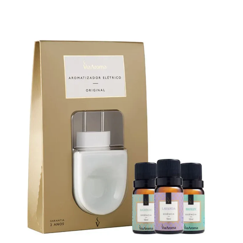 Kit aromatizador elétrico com 3 essências, imagem da loja oficial da Via Aroma