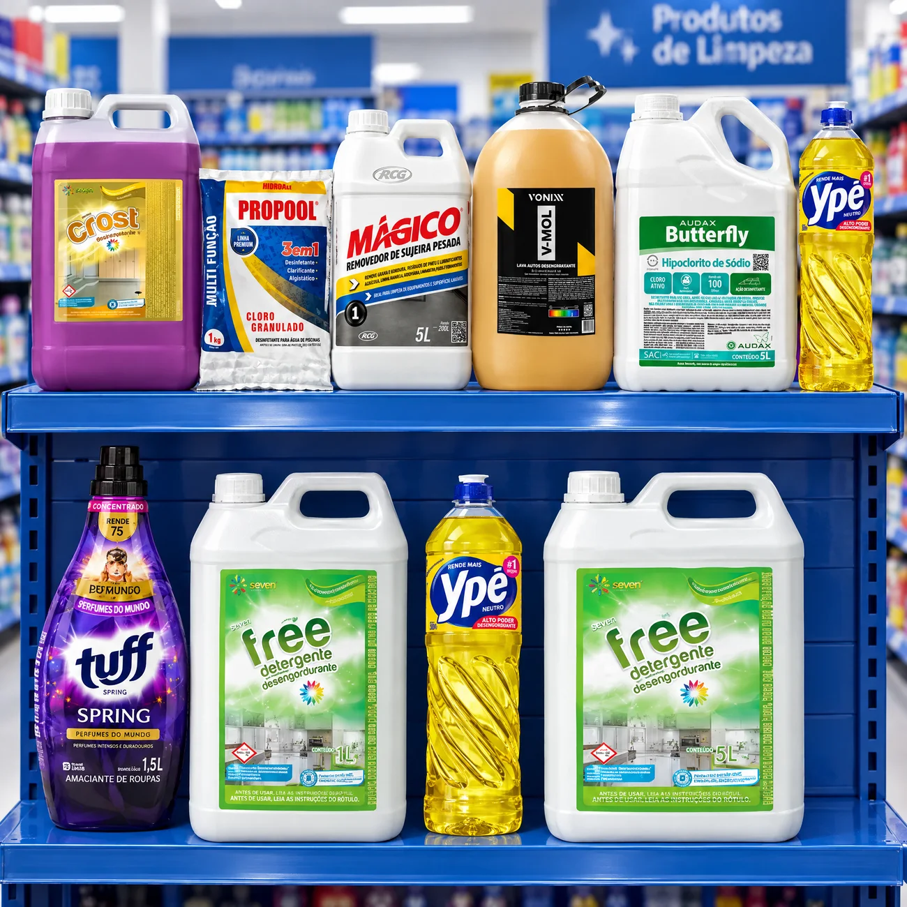 Os mesmos produtos em duas prateleiras